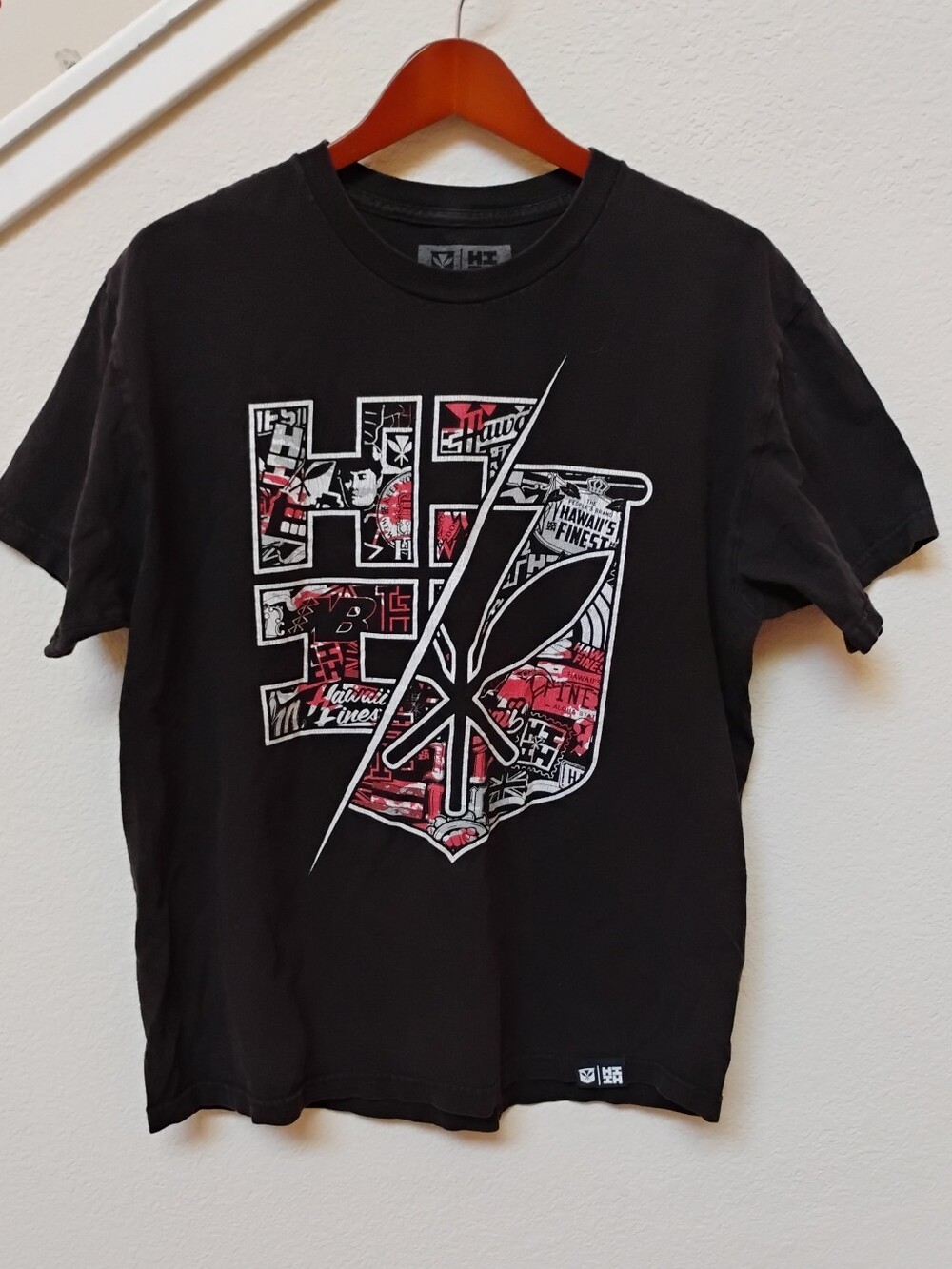 Hawaii's Finest Black Short-Sleeve Tee with Red & White Graphic